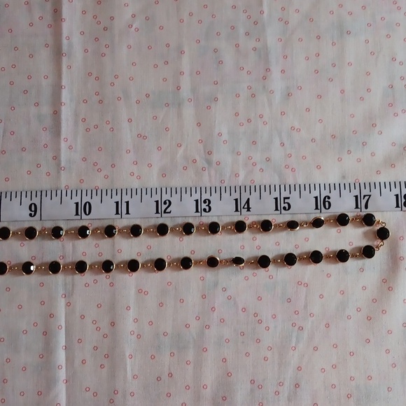 Bezel Set Gold Open Back Black Faceted Crystal Necklace and Bracelet Set - Picture 3 of 9